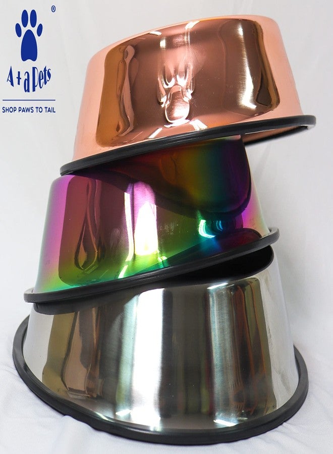 A+a Pets' Premium Stainless Steel Rose Gold Colour Food and Water Feeding Bowl for Dogs & Cats, Non Slip (Rose Gold, Large, 900ml) - Image 4